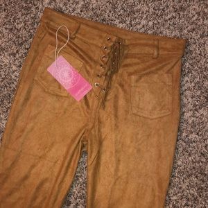 Lace up brown pants MEDIUM NWT